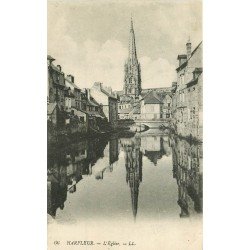 carte postale ancienne 76 HARFLEUR. Eglise et la Lézarde