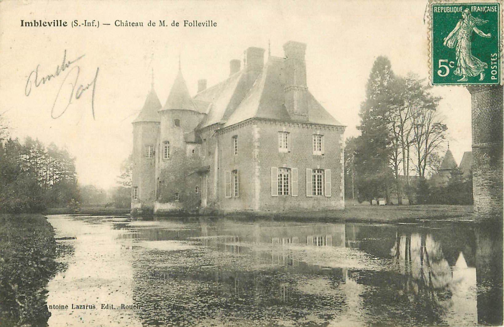 carte postale ancienne 76 IMBLEVILLE. Château de Folleville 1910