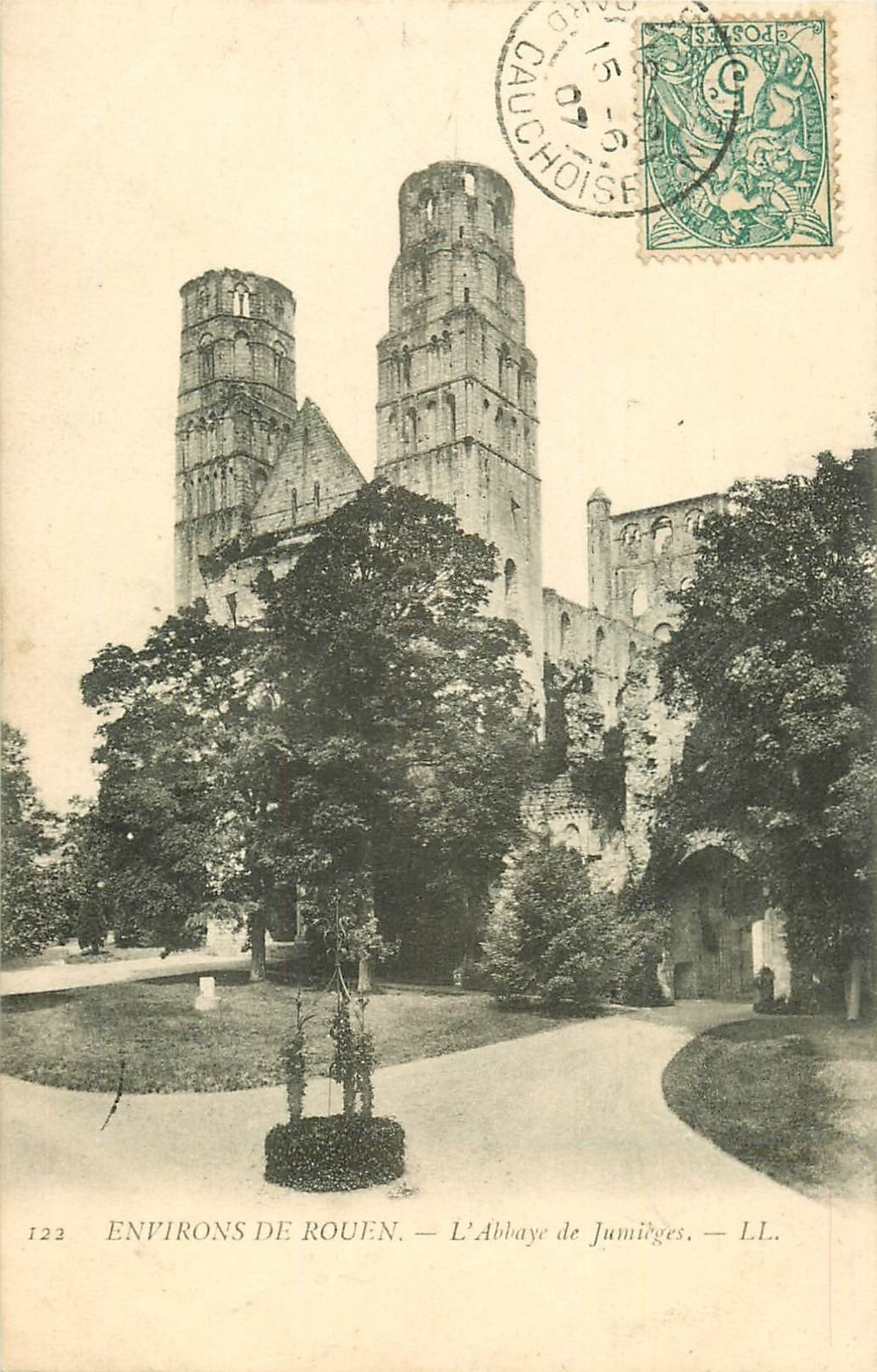 carte postale ancienne 76 JUMIEGES. Abbaye 1907