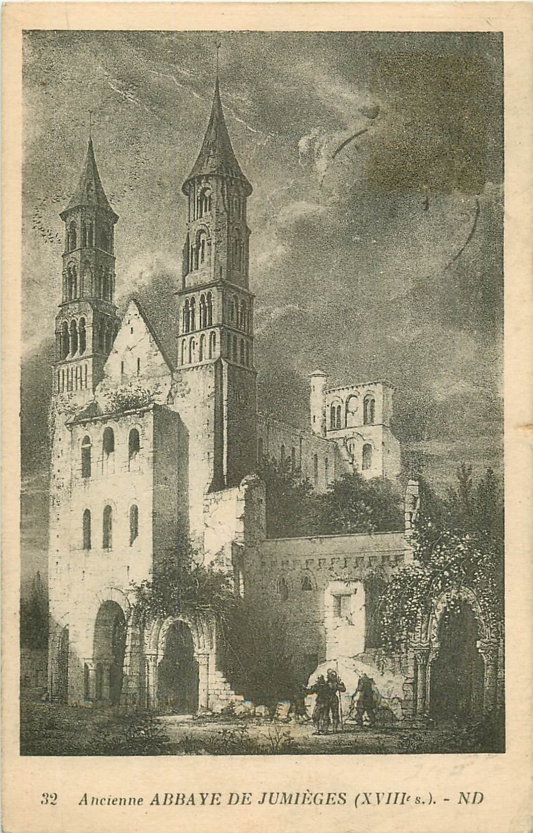 carte postale ancienne 76 JUMIEGES. Abbaye ancienne gravure