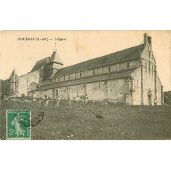 carte postale ancienne 76 JUMIEGES. Eglise et Cimetière