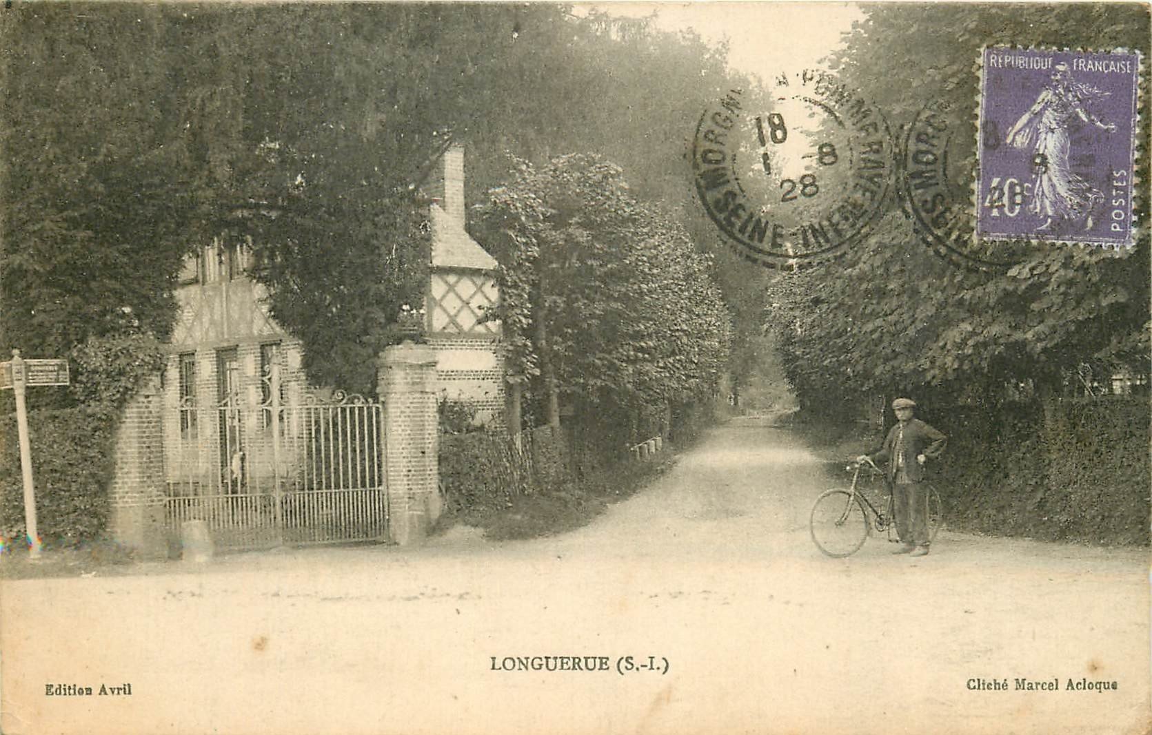 carte postale ancienne 76 LONGUERUE. Cycliste 1928