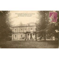 carte postale ancienne 76 LA CERLANGUE. Château de Drumare animation sur le perron