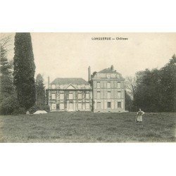 carte postale ancienne 76 LONGUERUE. Château avec Jardinier