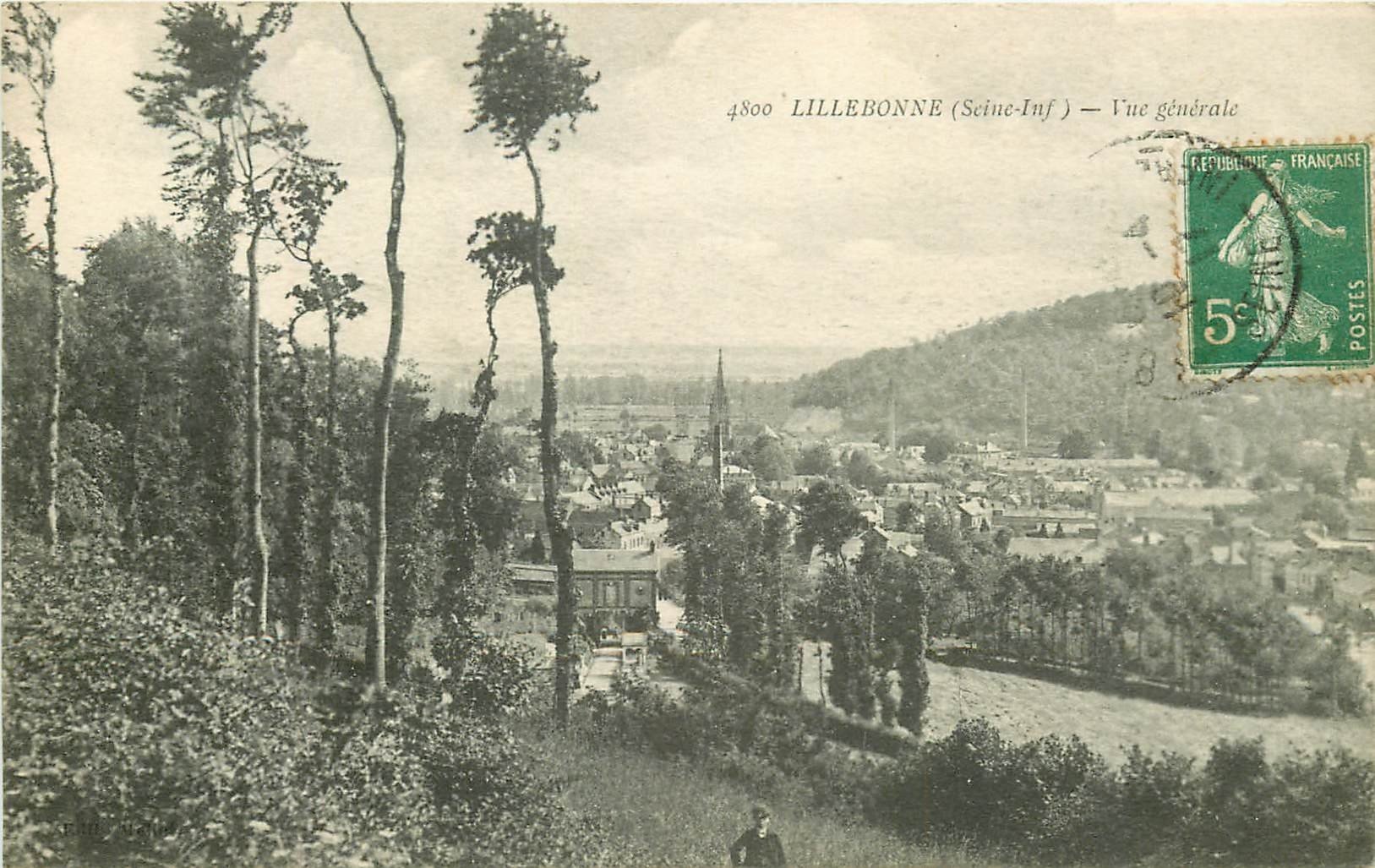 carte postale ancienne 76 LILLEBONNE. Vue générale 1917