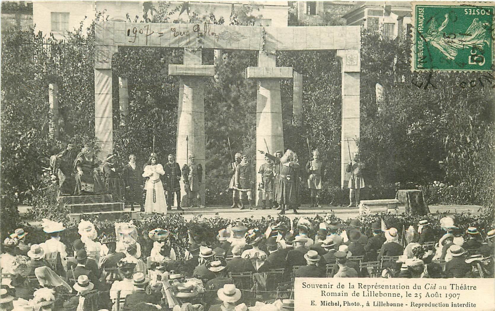 carte postale ancienne 76 LILLEBONNE. Le Cid au Théâtre Romain 1907 A