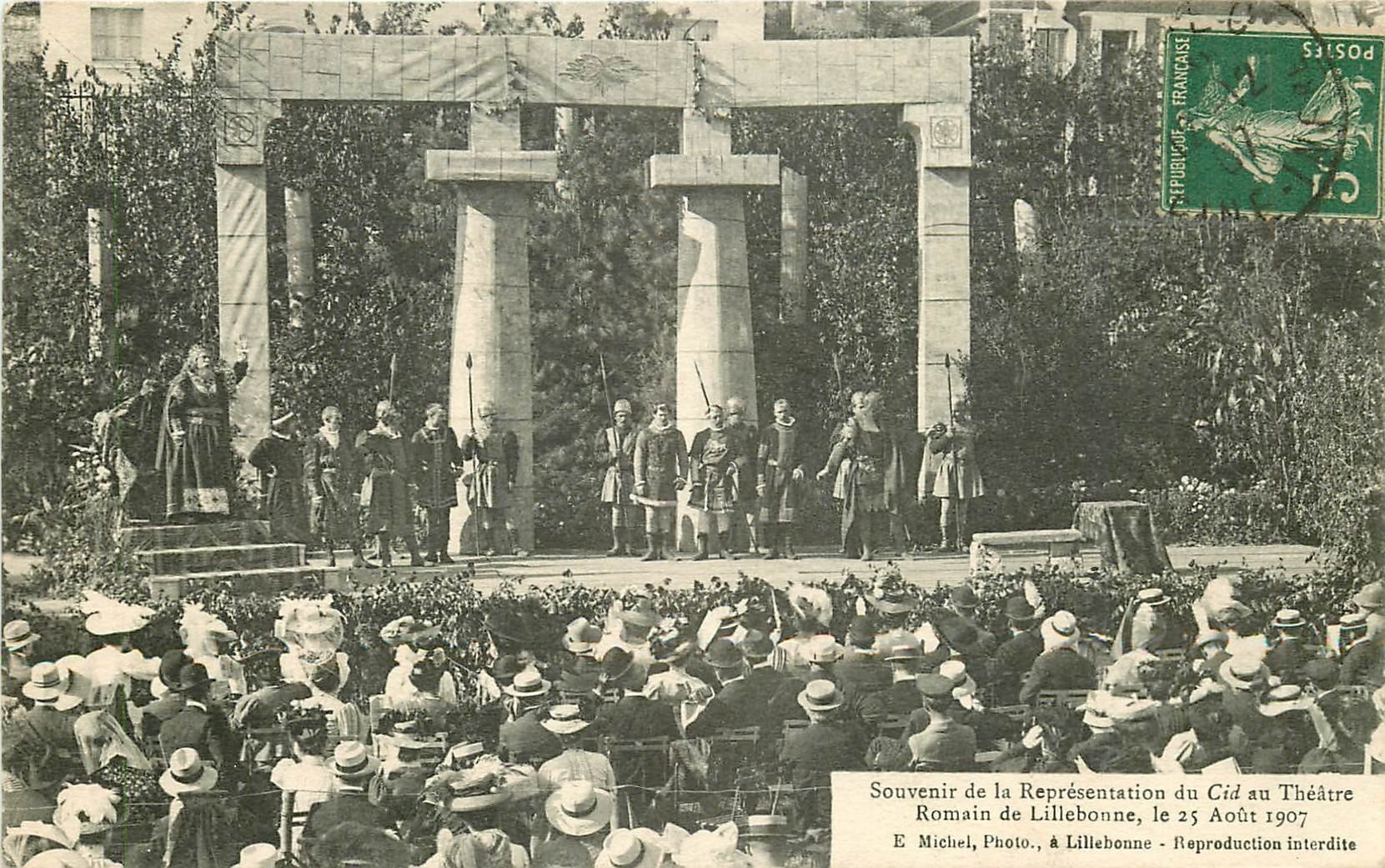carte postale ancienne 76 LILLEBONNE. Le Cid au Théâtre Romain 1907 B