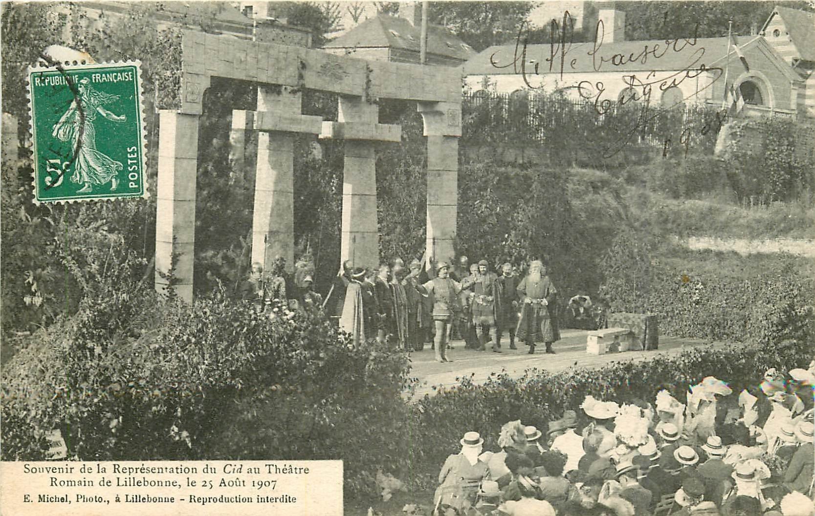 carte postale ancienne 76 LILLEBONNE. Le Cid au Théâtre Romain 1907 C