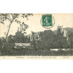 carte postale ancienne 76 LILLEBONNE. Château Moderne 1916 et Ruines deux Tours