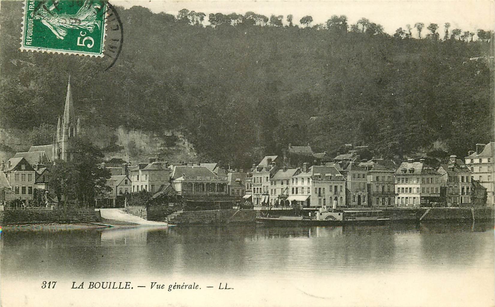 carte postale ancienne 76 LA BOUILLE. Les Quais 1912 avec bateau