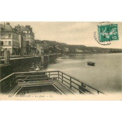 carte postale ancienne 76 LA BOUILLE. Les Quais et Cloche d'un transbordeur 1910