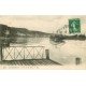 carte postale ancienne 76 LA BOUILLE. Départ d'un Navire sur la Seine 1913