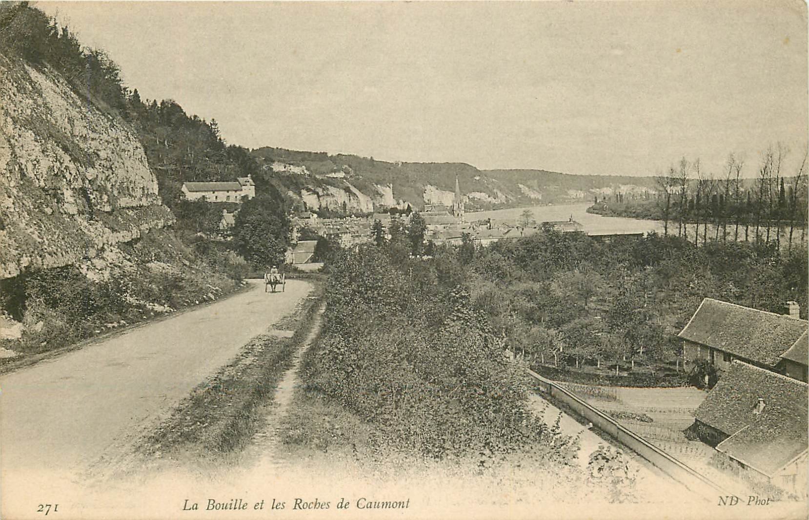 carte postale ancienne 76 LA BOUILLE. Et Roches de Caumont 1906