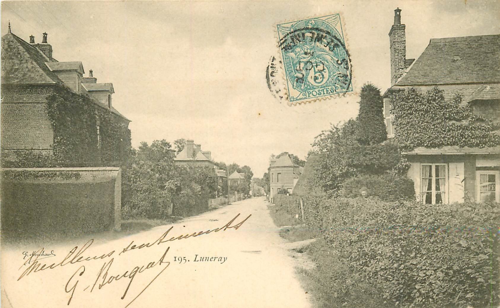 carte postale ancienne 76 LUNERAY. La Route