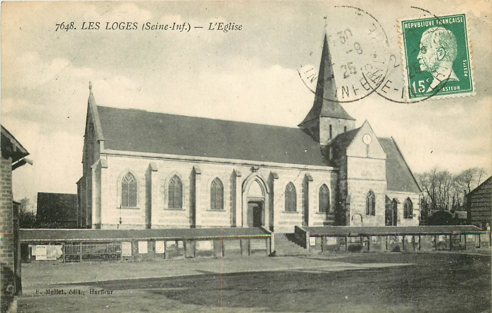 carte postale ancienne 76 LES LOGES. L'Eglise 1925