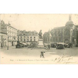 carte postale ancienne 76 DIEPPE. Monument Duquesne et Eglise 1902