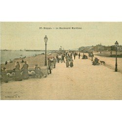 carte postale ancienne 76 DIEPPE. Boulevard Maritime 1915. Carte toilée