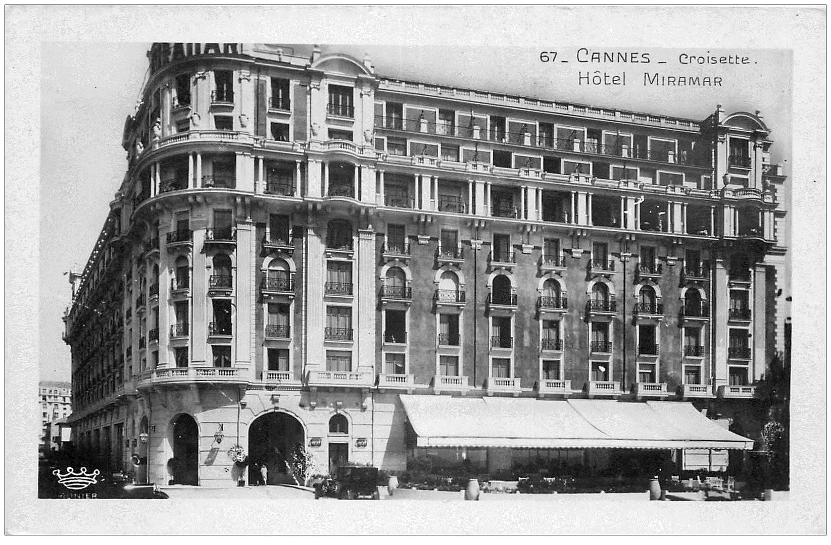 carte postale ancienne 06 CANNES. La Promenade de la Croisette Hôtel Miramar. Carte Photo émaollographie