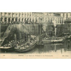 carte postale ancienne 76 DIEPPE. Quai des Pêcheurs et Poissonnerie 1917