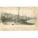 carte postale ancienne 76 DIEPPE. La Gare Maritime. Paquebot et Locomotive 1903