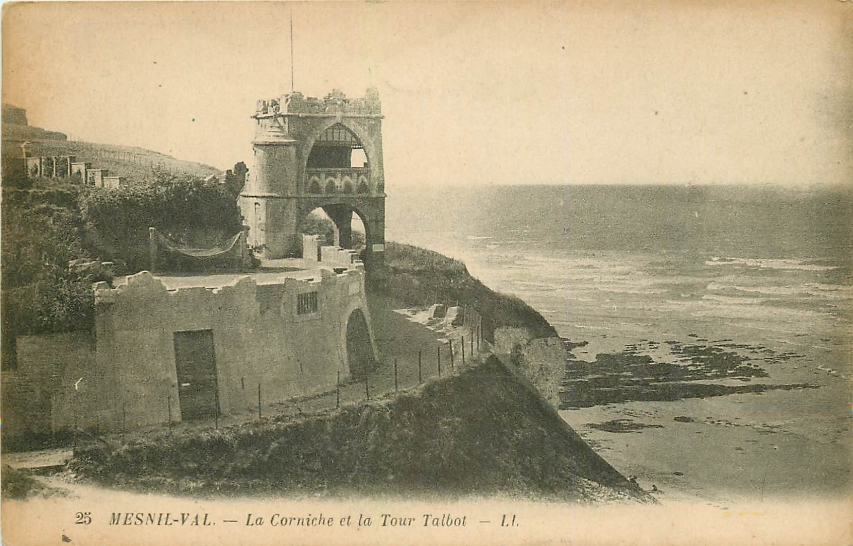 carte postale ancienne 76 MESNIL-VAL. Corniche et Tour Talbot