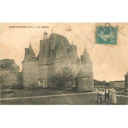 carte postale ancienne 76 MARTAINVILLE. Le Château 1910 belle animation (en l'état)