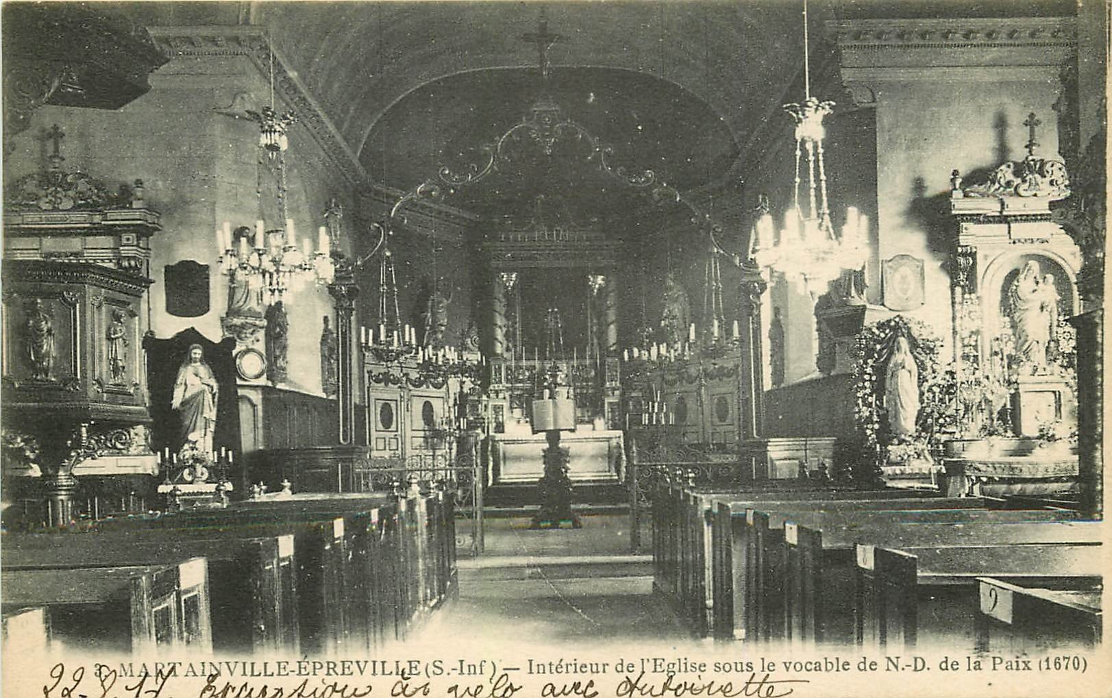 carte postale ancienne 76 MARTAINVILLE-EPREVILLE. Eglise Notre-Dame de la Paix 1917