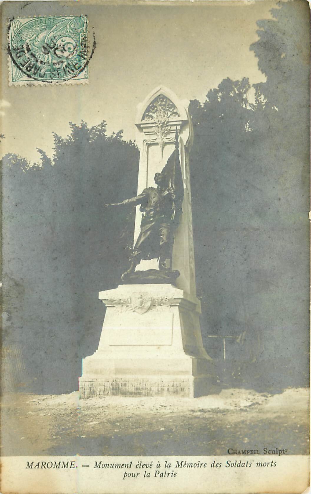 carte postale ancienne 76 MAROMME. Monument Soldats morts pour la Patrie 1905