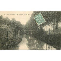carte postale ancienne 76 MONTIVILLIERS. Bords de la Lézarde animation