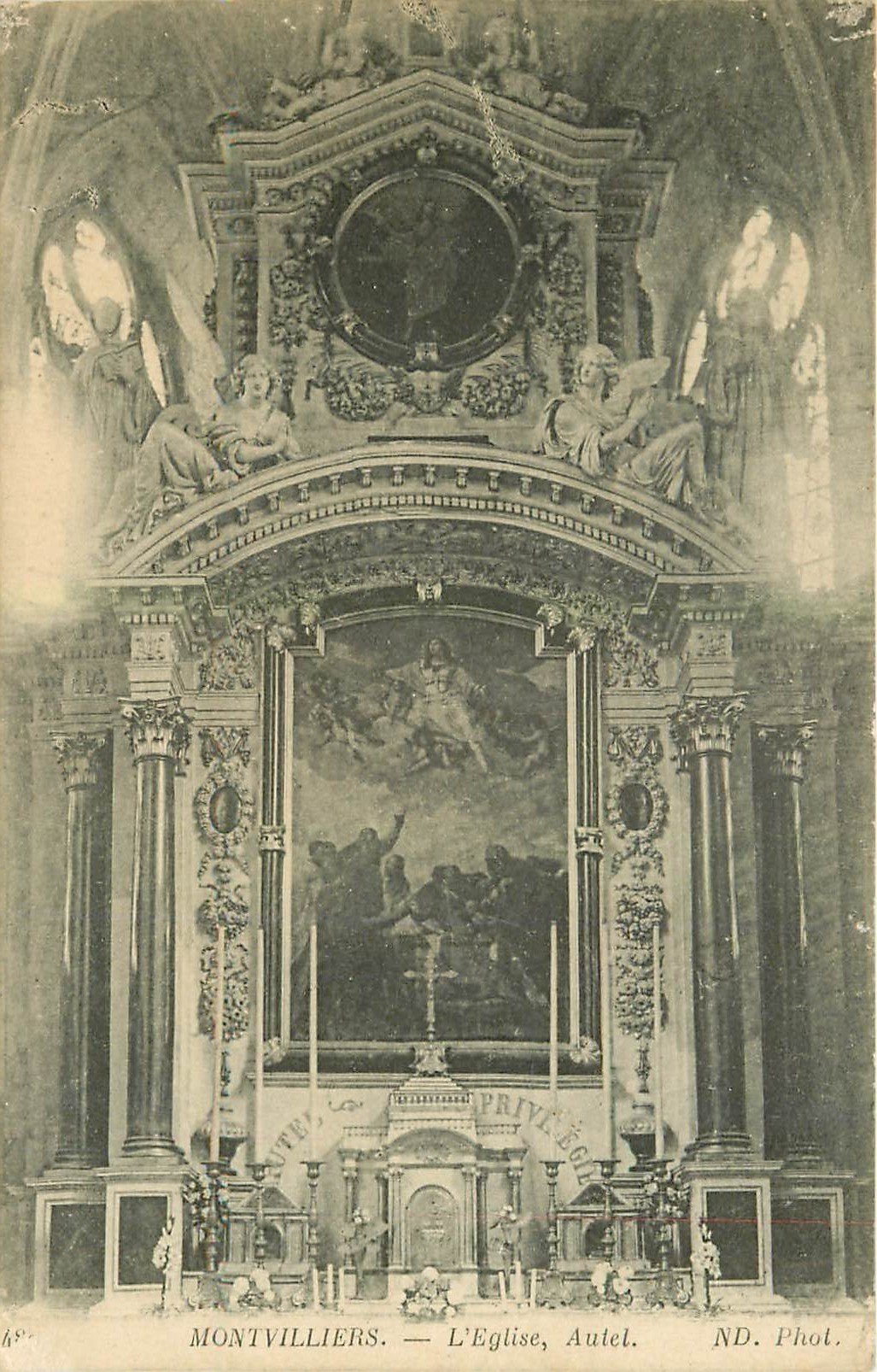 carte postale ancienne 76 MONTIVILLIERS. Eglise Autel