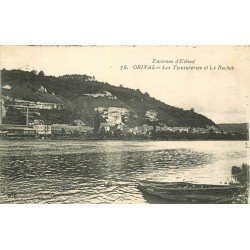 carte postale ancienne 76 ORIVAL. Les Teintureries et Roches 1919