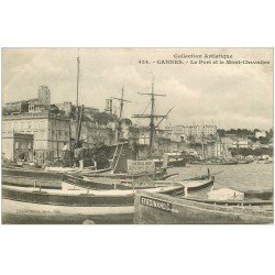 carte postale ancienne 06 CANNES. Le Port et Mont Chevalier 1906