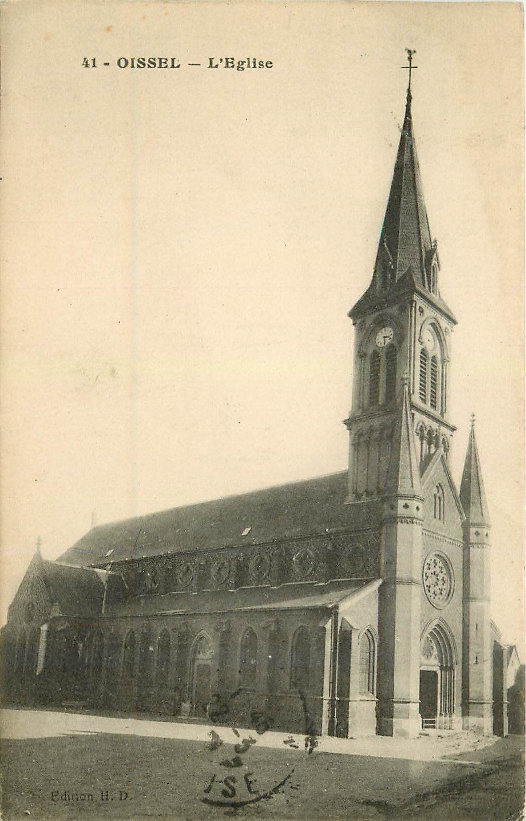 carte postale ancienne 76 OISSEL. L'Eglise 1917