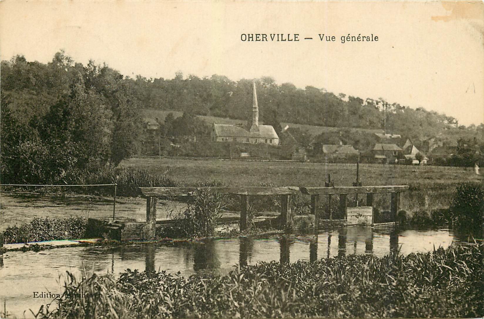 carte postale ancienne 76 OHERVILLE. Vue générale petites écluses