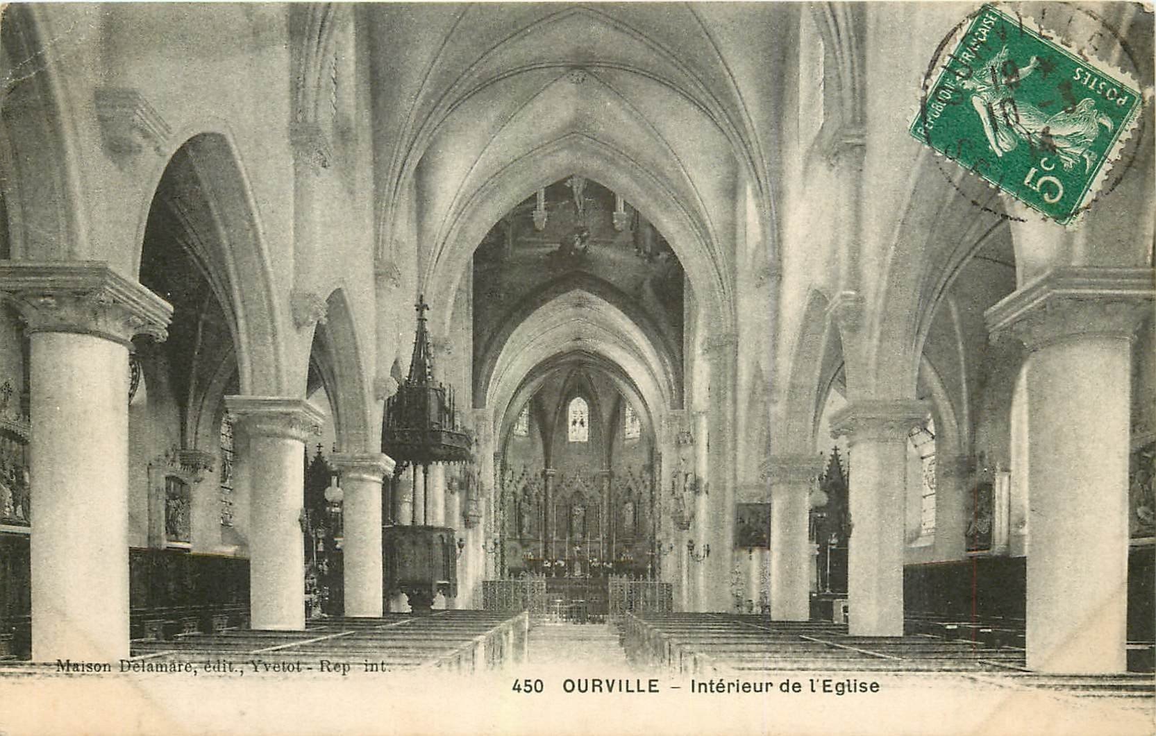 carte postale ancienne 76 OURVILLE. Eglise 1914
