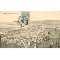 carte postale ancienne 76 LE TREPORT. Procession au Calvaire 1907