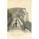 carte postale ancienne 76 LE TREPORT. Escalier de la Falaise 1911 timbre absent