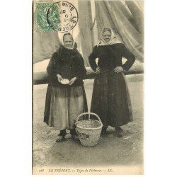 carte postale ancienne 76 LE TREPORT. Types de Pêcheuses Coquilles Saint-Jacques 1907