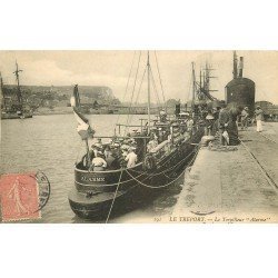 carte postale ancienne 76 LE TREPORT. Le Torpilleur ALARME au Bassin 1908