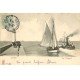 carte postale ancienne 76 LE TREPORT. L'Entrée du Port et Phare 1905