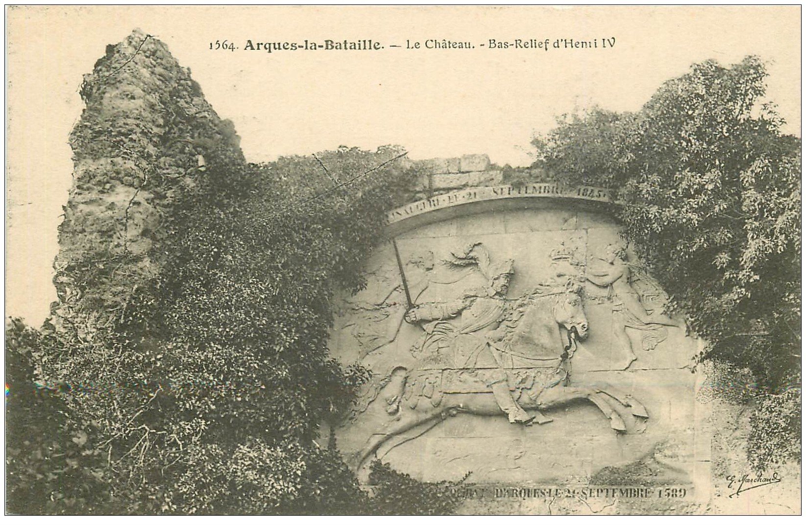 carte postale ancienne 76 ARQUES-LA-BATAILLE. Château Bas-Relief Henri IV