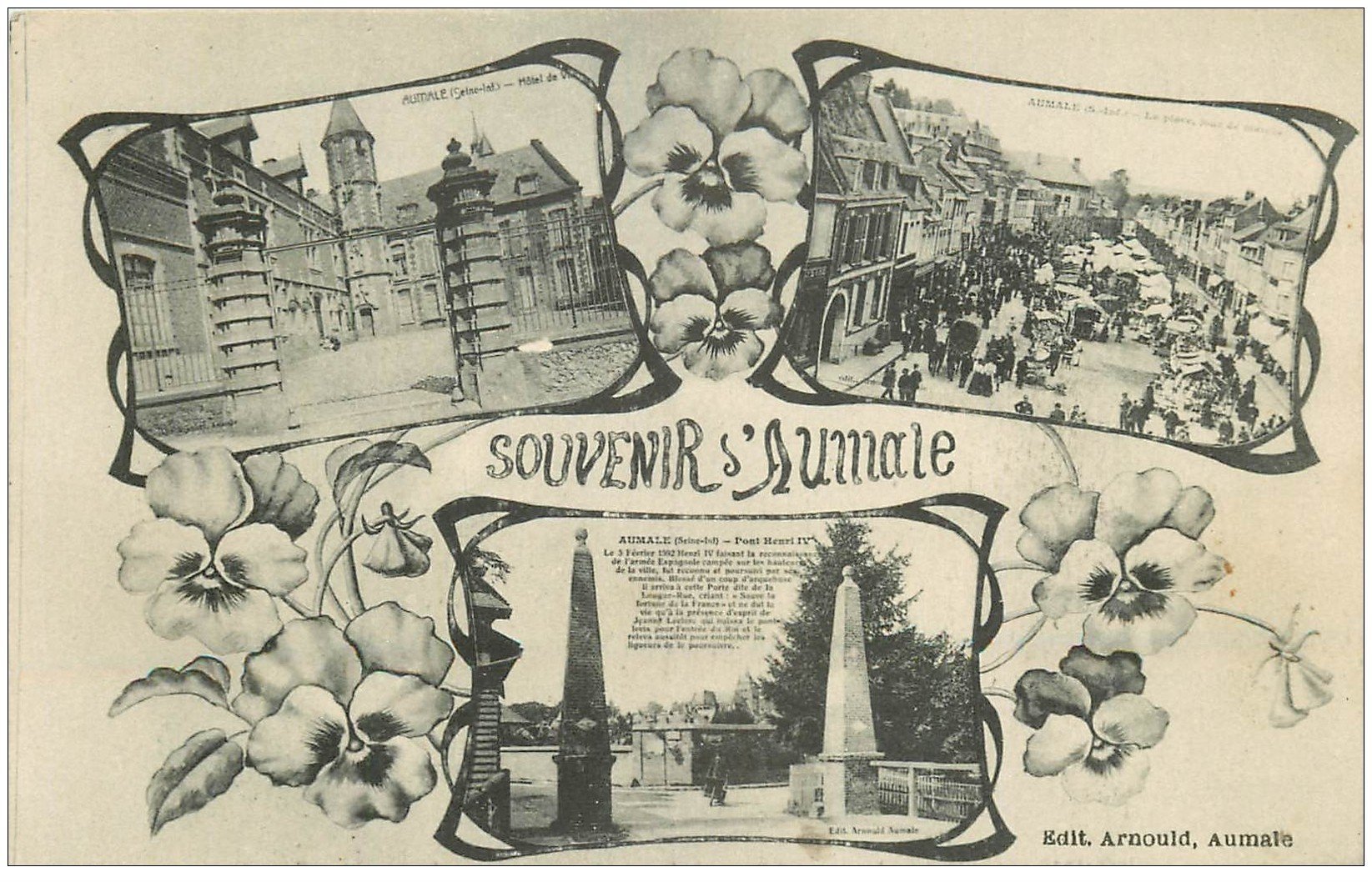 carte postale ancienne 76 AUMALE. Multivues