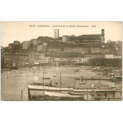 carte postale ancienne 06 CANNES. Port et Mont Chevalier RR