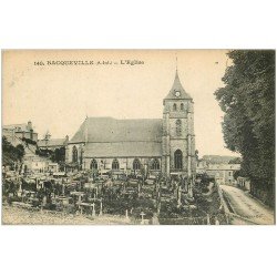 carte postale ancienne 76 BACQUEVILLE. Eglise et Cimetière 1919