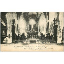 carte postale ancienne 76 BACQUEVILLE-EN-CAUX. Intérieur Eglise 1933