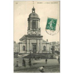 carte postale ancienne 76 BOLBEC. Eglise Saint-Michel 1907 Timbre Taxe