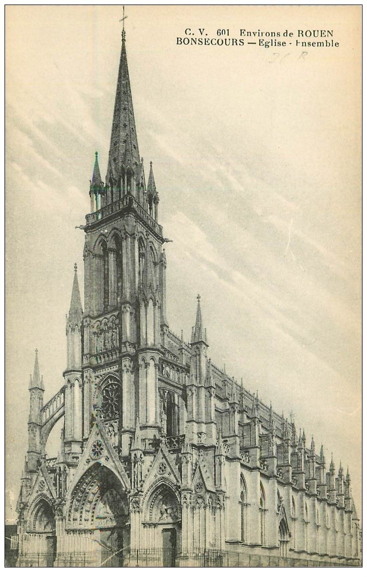 carte postale ancienne 76 BONSECOURS. Eglise 601