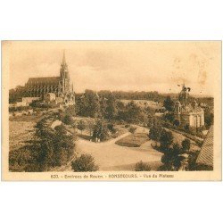 carte postale ancienne 76 BONSECOURS. Monument Jeanne d'Arc et Plateau 1927