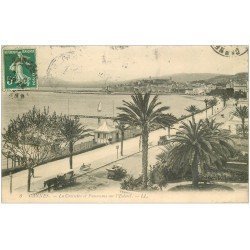 carte postale ancienne 06 CANNES. Promenade de la Croisette et Panorama sur l'Esterel 1911