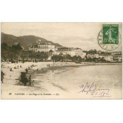 carte postale ancienne 06 CANNES. Promenade de la Croisette et Plage 1913